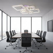 LED lustr s dálkovým ovládáním a krystalem NOVA RHOMBA RGB 168W, 6 čtverců, studené/teplé/neutrální světlo, stmívatelné, lesklý chrom LED lustry a krystaly Výchozí název Alessandro Design