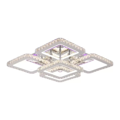 LED lustr s dálkovým ovládáním s krystalem QUADRIA SUPREMO RGB, 143W, 5 čtverců, studené/teplé/neutrální světlo, stmívatelné, lesklé Chrome LED lustry s dálkovým ovládáním Výchozí název Alessandro Design