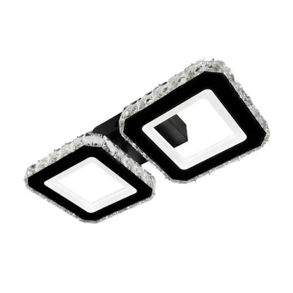 Křišťálový LED lustr QUADRIS 41W, 2 čtverce, studené/teplé/neutrální světlo, černé křišťálové LED lustry Výchozí název Alessandro Design