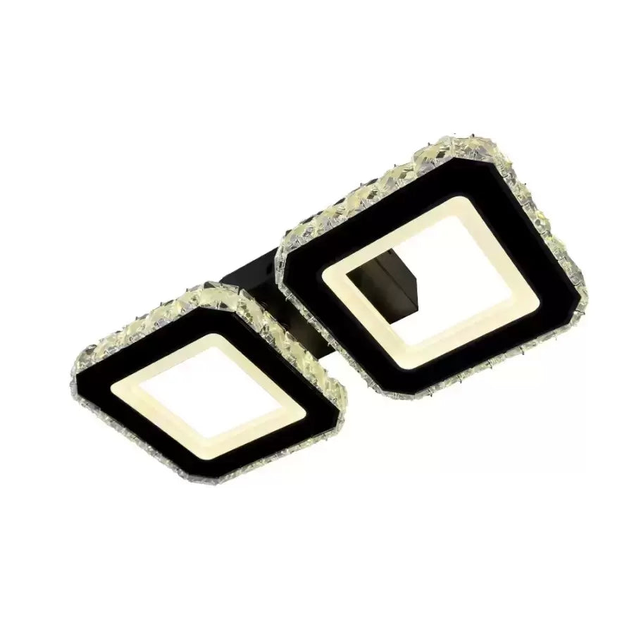 Křišťálový LED lustr QUADRIS 41W, 2 čtverce, studené/teplé/neutrální světlo, černé křišťálové LED lustry Výchozí název Alessandro Design