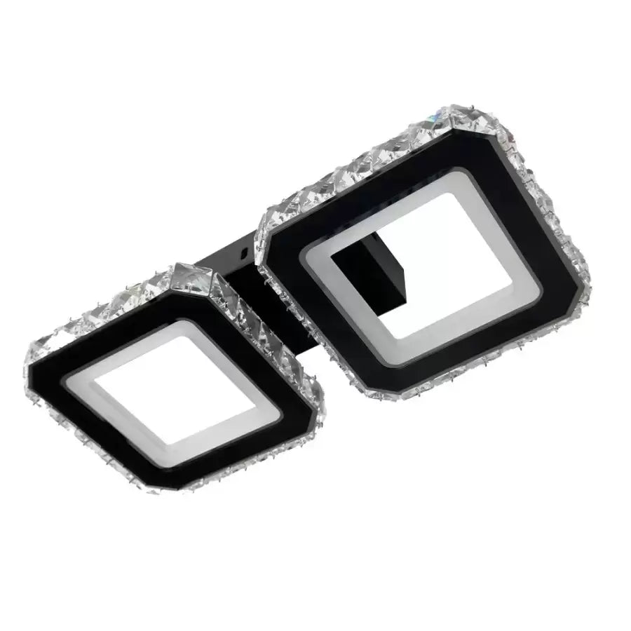 Křišťálový LED lustr QUADRIS 41W, 2 čtverce, studené/teplé/neutrální světlo, černé křišťálové LED lustry Výchozí název Alessandro Design