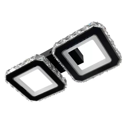 Křišťálový LED lustr QUADRIS 41W, 2 čtverce, studené/teplé/neutrální světlo, černé křišťálové LED lustry Výchozí název Alessandro Design