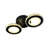 LED lustr s dálkovým ovládáním a krystalem NOVA ROTONDA 32W, 2 kruhy, studené/teplé/neutrální světlo, stmívatelné, černé křišťálové LED lustry Výchozí název Alessandro Design