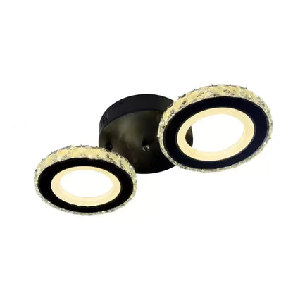 LED lustr s dálkovým ovládáním a krystalem NOVA ROTONDA 32W, 2 kruhy, studené/teplé/neutrální světlo, stmívatelné, černé křišťálové LED lustry Výchozí název Alessandro Design