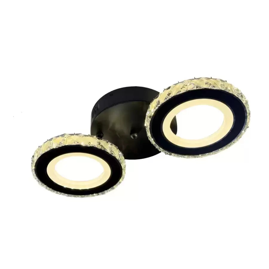 LED lustr s dálkovým ovládáním a krystalem NOVA ROTONDA 32W, 2 kruhy, studené/teplé/neutrální světlo, stmívatelné, černé křišťálové LED lustry Výchozí název Alessandro Design