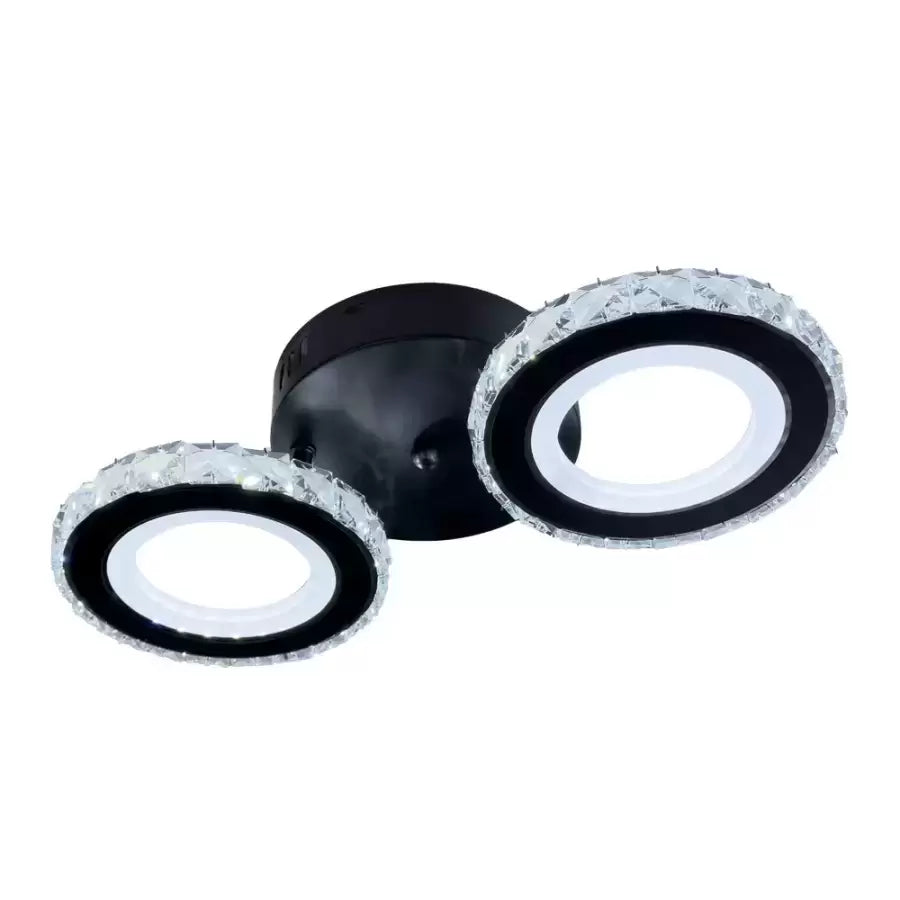 LED lustr s dálkovým ovládáním a krystalem NOVA ROTONDA 32W, 2 kruhy, studené/teplé/neutrální světlo, stmívatelné, černé křišťálové LED lustry Výchozí název Alessandro Design
