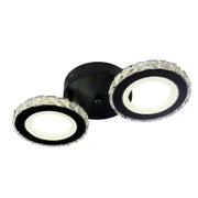 LED lustr s dálkovým ovládáním a krystalem NOVA ROTONDA 32W, 2 kruhy, studené/teplé/neutrální světlo, stmívatelné, černé křišťálové LED lustry Výchozí název Alessandro Design