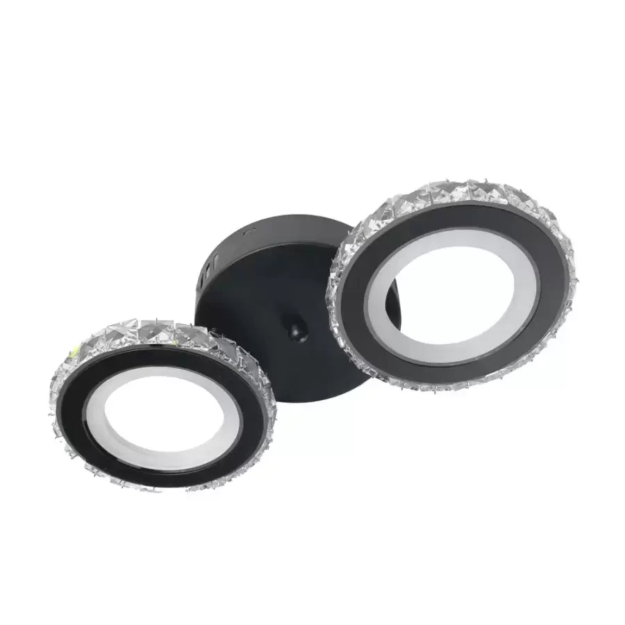 LED lustr s dálkovým ovládáním a krystalem NOVA ROTONDA 32W, 2 kruhy, studené/teplé/neutrální světlo, stmívatelné, černé křišťálové LED lustry Výchozí název Alessandro Design