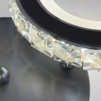 LED lustr s dálkovým ovládáním a krystalem NOVA ROTONDA 32W, 2 kruhy, studené/teplé/neutrální světlo, stmívatelné, černé křišťálové LED lustry Výchozí název Alessandro Design
