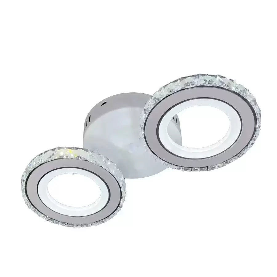 LED lustr s dálkovým ovládáním a krystalem NOVA ROTONDA 34W, 2 kruhy, studené/teplé/neutrální světlo, bílé křišťálové LED lustry Výchozí název Alessandro Design