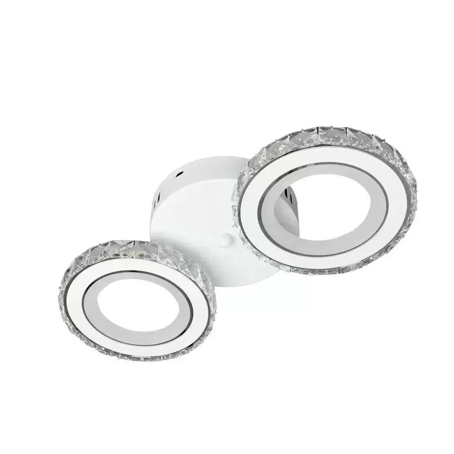 LED lustr s dálkovým ovládáním a krystalem NOVA ROTONDA 34W, 2 kruhy, studené/teplé/neutrální světlo, bílé křišťálové LED lustry Výchozí název Alessandro Design