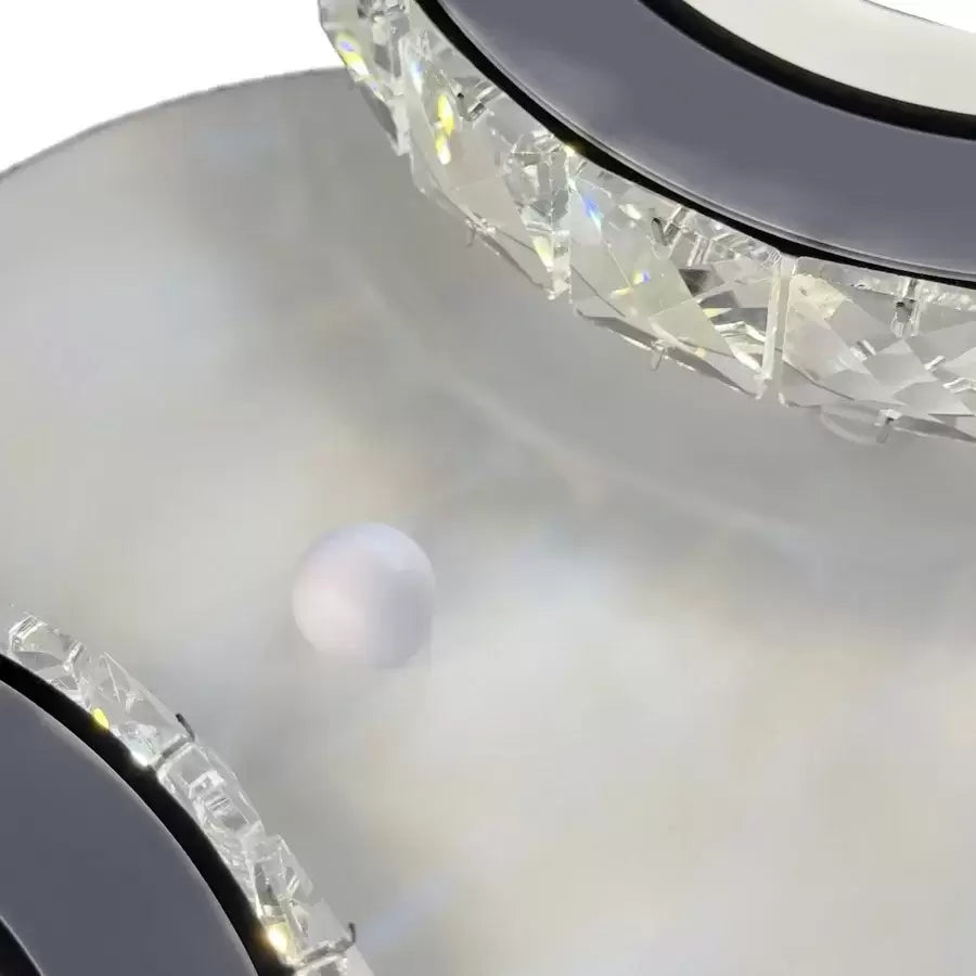 LED lustr s dálkovým ovládáním a krystalem NOVA ROTONDA 34W, 2 kruhy, studené/teplé/neutrální světlo, bílé křišťálové LED lustry Výchozí název Alessandro Design