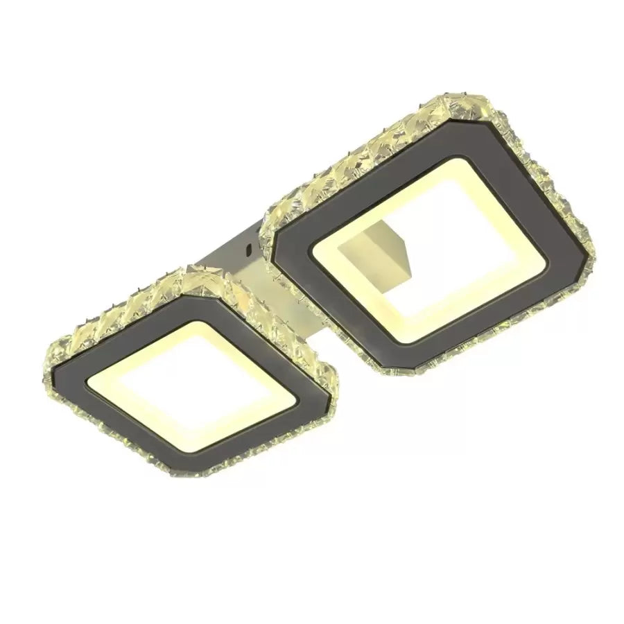 LED lustr s dálkovým ovládáním a krystalem QUADRIS 41W, 2 čtverce, studené/teplé/neutrální světlo, stmívatelné, bílý křišťálový LED lustr Výchozí název Alessandro Design
