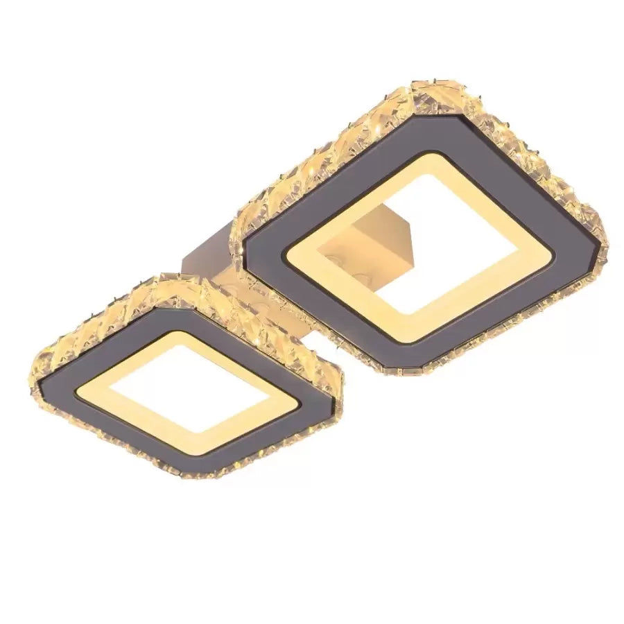 LED lustr s dálkovým ovládáním a krystalem QUADRIS 41W, 2 čtverce, studené/teplé/neutrální světlo, stmívatelné, bílý křišťálový LED lustr Výchozí název Alessandro Design