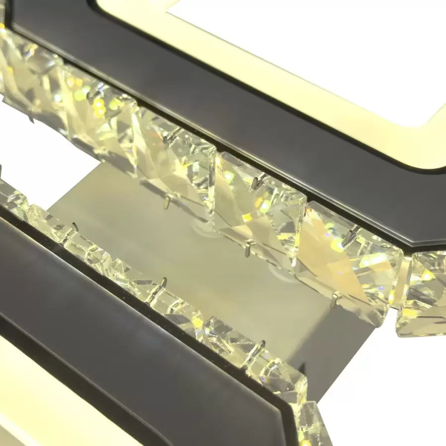 LED lustr s dálkovým ovládáním a krystalem QUADRIS 41W, 2 čtverce, studené/teplé/neutrální světlo, stmívatelné, bílý křišťálový LED lustr Výchozí název Alessandro Design