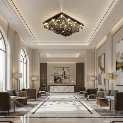 Křišťálový lustr, Brady, 14xE14, obdélníkový, šedý Křišťálové lustry Výchozí název Alessandro Design
