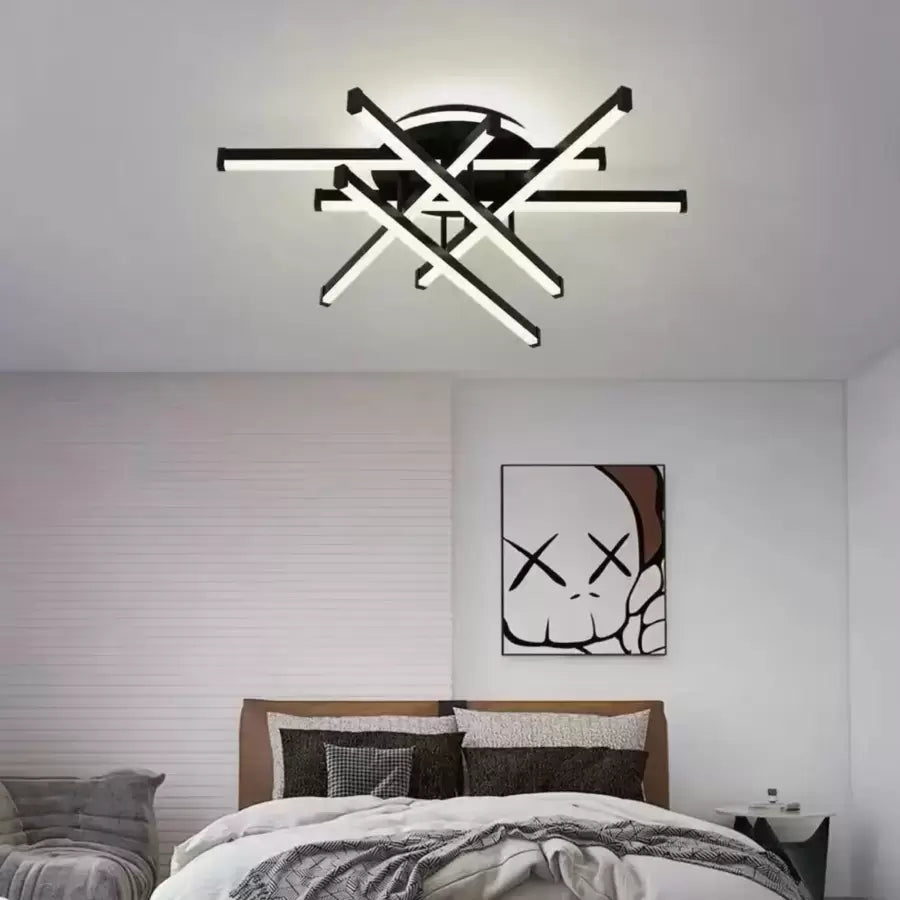 LED lustr s dálkovým ovládáním FILO 188W, 6 prvků, lineární, studené/teplé/neutrální světlo, stmívatelné, černé LED lustry s dálkovým ovládáním Výchozí název Alessandro Design