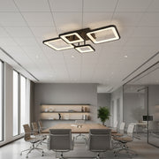LED lustr s dálkovým ovládáním MUGE 112W, 4 čtverce, studené/teplé/neutrální světlo, stmívatelné, černé LED lustry s dálkovým ovládáním Výchozí název Alessandro Design
