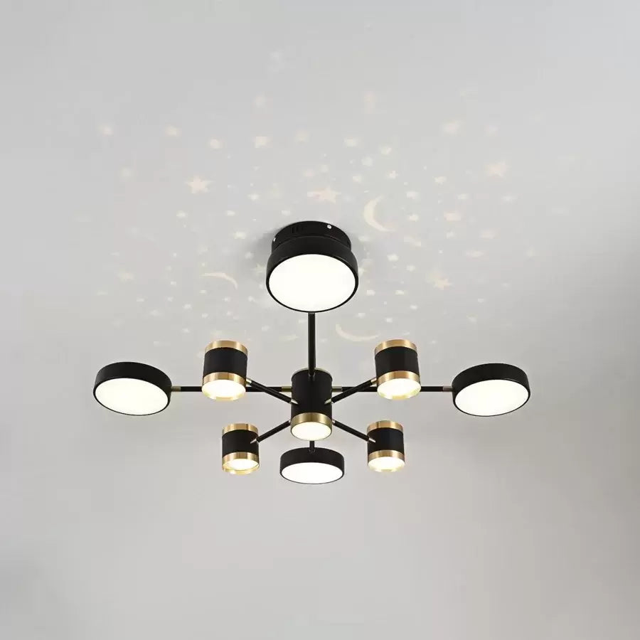 LED lustr s dálkovým ovládáním NOVA 87W, 8 prvků, studené/teplé/neutrální světlo, stmívatelné, černá