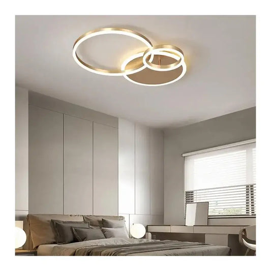 LED lustr s dálkovým ovládáním MYRENE 110W, 2 kruhy, studené/teplé/neutrální světlo, stmívatelné, zlaté LED lustry s dálkovým ovládáním Výchozí název Alessandro Design