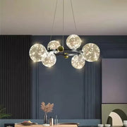 LED lustr s dálkovým ovládáním NOEL 52W, 6 globusů, studené/teplé/neutrální světlo, stmívatelný, černý, výškově nastavitelný Candelabre Moderne Výchozí název Alessandro Design