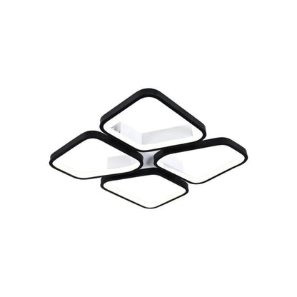 LED lustr s dálkovým ovládáním DAIKI 69W, 4 čtvercové, studené/teplé/neutrální světlo, stmívatelné, černé LED lustry s dálkovým ovládáním Výchozí název Alessandro Design