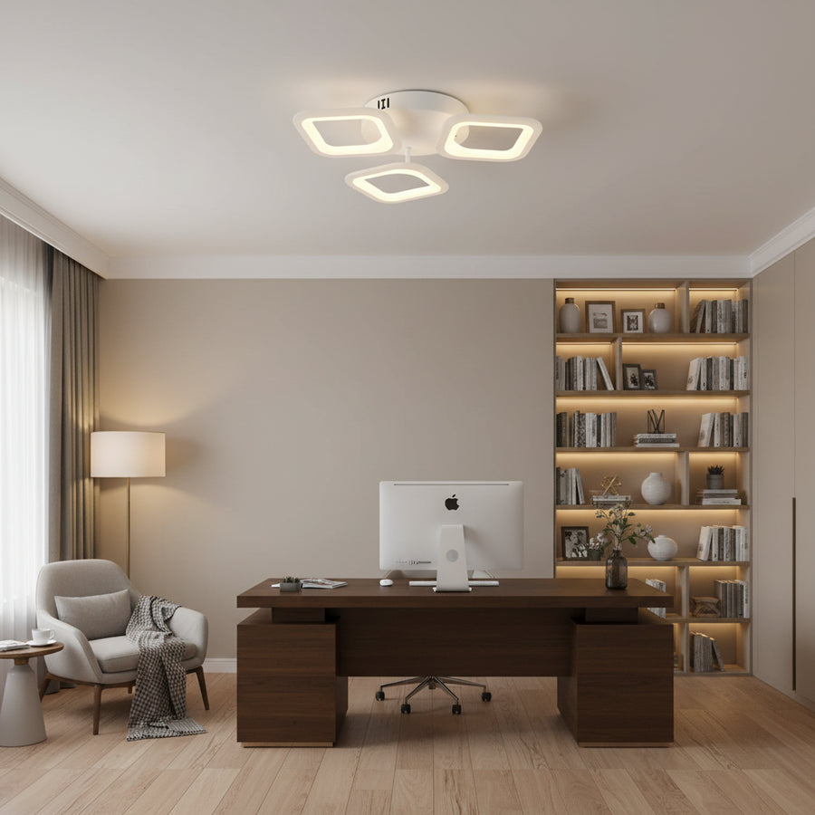 LED lustr ERIKA 20W, 3 čtverce, neutrální světlo 4000k, bílé, kovové a akrylové aplikované LED lustry Výchozí název Alessandro Design