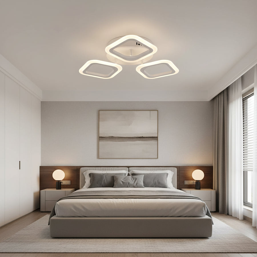 LED lustr ERIKA 20W, 3 čtverce, neutrální světlo 4000k, bílé, kovové a akrylové aplikované LED lustry Výchozí název Alessandro Design