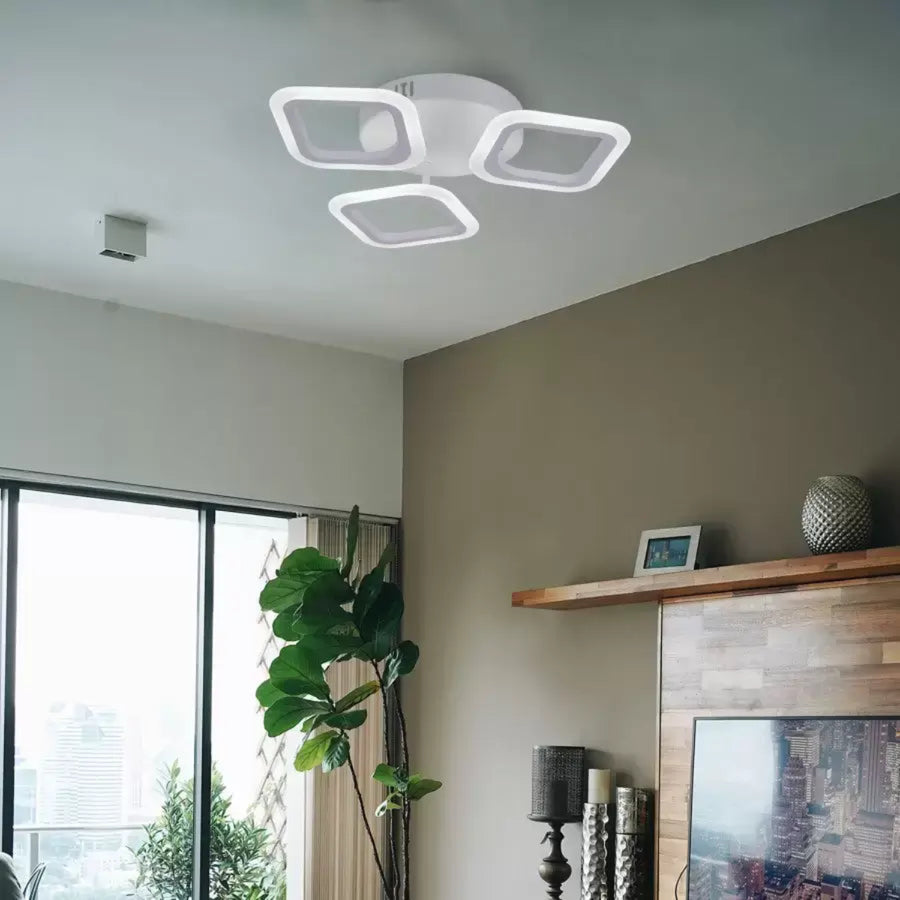 LED lustr ERIKA 20W, 3 čtverce, neutrální světlo 4000k, bílé, kovové a akrylové aplikované LED lustry Výchozí název Alessandro Design