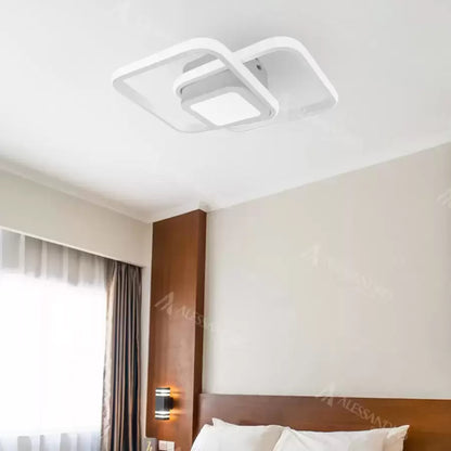 DUOFORM LED lustr 21W, 3 čtverce, studené/teplé/neutrální světlo, bílá Aplikované LED lustry Výchozí název Alessandro Design