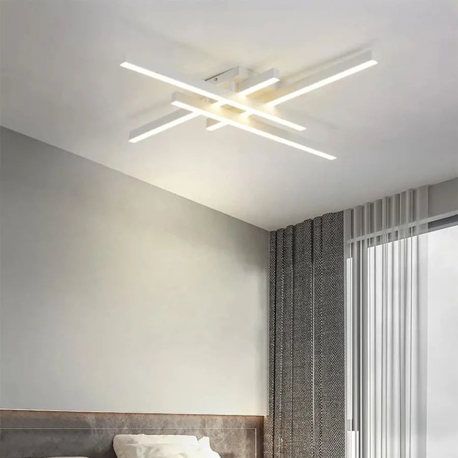 LED lustr s dálkovým ovládáním MORA 80W, 4 Elements, Lineární, Studené/Teplé/Neutrální světlo, Stmívatelné, Bílý LED lustr s dálkovým ovládáním Výchozí název Alessandro Design