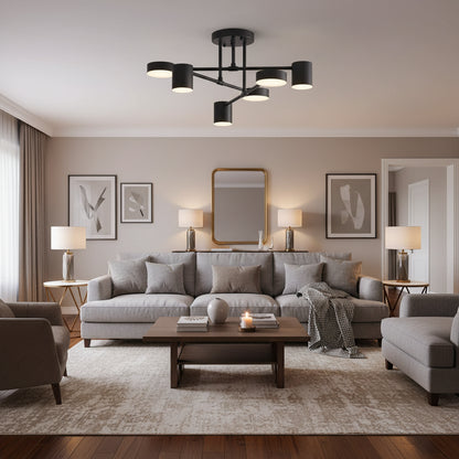 LED lustr GALIOS 26W, 6 prvků, studené/teplé/neutrální světlo, černá