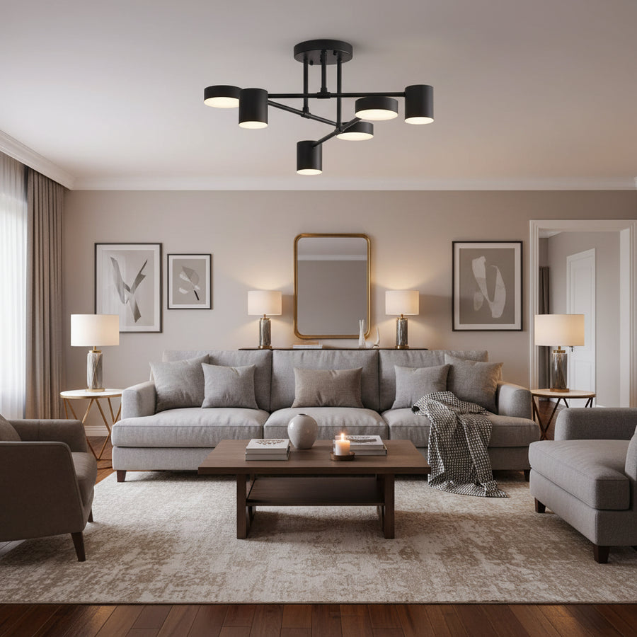 LED lustr GALIOS 26W, 6 prvků, studené/teplé/neutrální světlo, černá