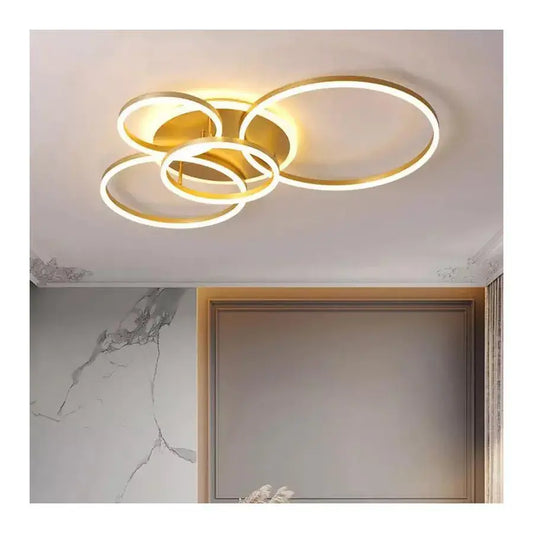 LED lustr s dálkovým ovládáním LYRA 220W, 4 kruhy, studené/teplé/neutrální světlo, stmívatelné, kartáčované zlato LED lustry s dálkovým ovládáním Výchozí název Alessandro Design