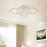 LED lustr s dálkovým ovládáním a krystalem QUADRIS RGB 175W, 6 čtverců, studené/teplé/neutrální světlo, stmívatelné, bílé LED lustry s dálkovým ovládáním Výchozí název Alessandro Design