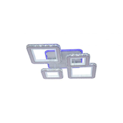 LED lustr s dálkovým ovládáním a krystalem QUADRIS RGB, 96W, 4 čtverce, studené/teplé/neutrální světlo, stmívatelné, bílý LED lustr s dálkovým ovládáním Výchozí název Alessandro Design