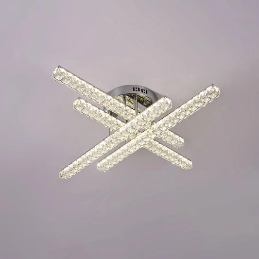 LED lustr s dálkovým ovládáním a krystalem GRACIANA 112W, Lineární, Studené/Teplé/Neutrální světlo, Stmívatelné, Lesklý chrom Crystal LED Lustry Výchozí název Alessandro Design