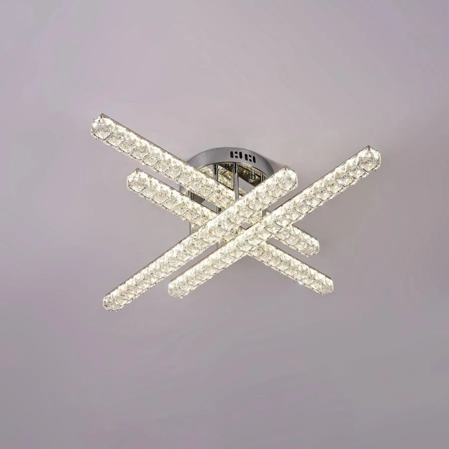 LED lustr s dálkovým ovládáním a krystalem GRACIANA 112W, Lineární, Studené/Teplé/Neutrální světlo, Stmívatelné, Lesklý chrom Crystal LED Lustry Výchozí název Alessandro Design