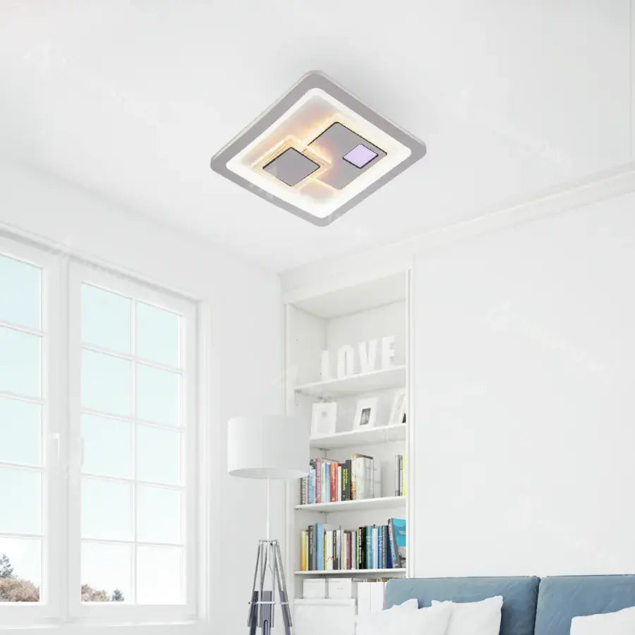 LED lustr KEREN 33W, čtvercový, studené/teplé/neutrální světlo 3000K/4000K/6000K, bílé, kovové a akrylové LED lustry Výchozí název Alessandro Design