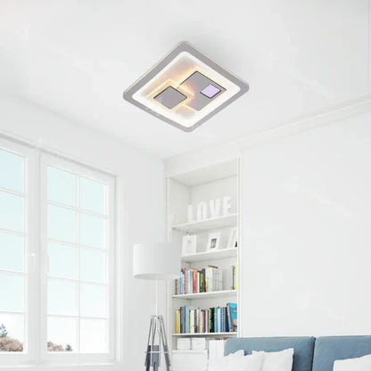 LED lustr KEREN 33W, čtvercový, studené/teplé/neutrální světlo 3000K/4000K/6000K, bílé, kovové a akrylové LED lustry Výchozí název Alessandro Design