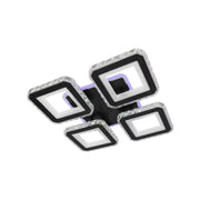 LED lustr s dálkovým ovládáním a krystalem LEILA RGB 69W, 4 čtverce, studené/teplé/neutrální světlo, stmívatelné, černé LED lustry s dálkovým ovládáním Výchozí název Alessandro Design