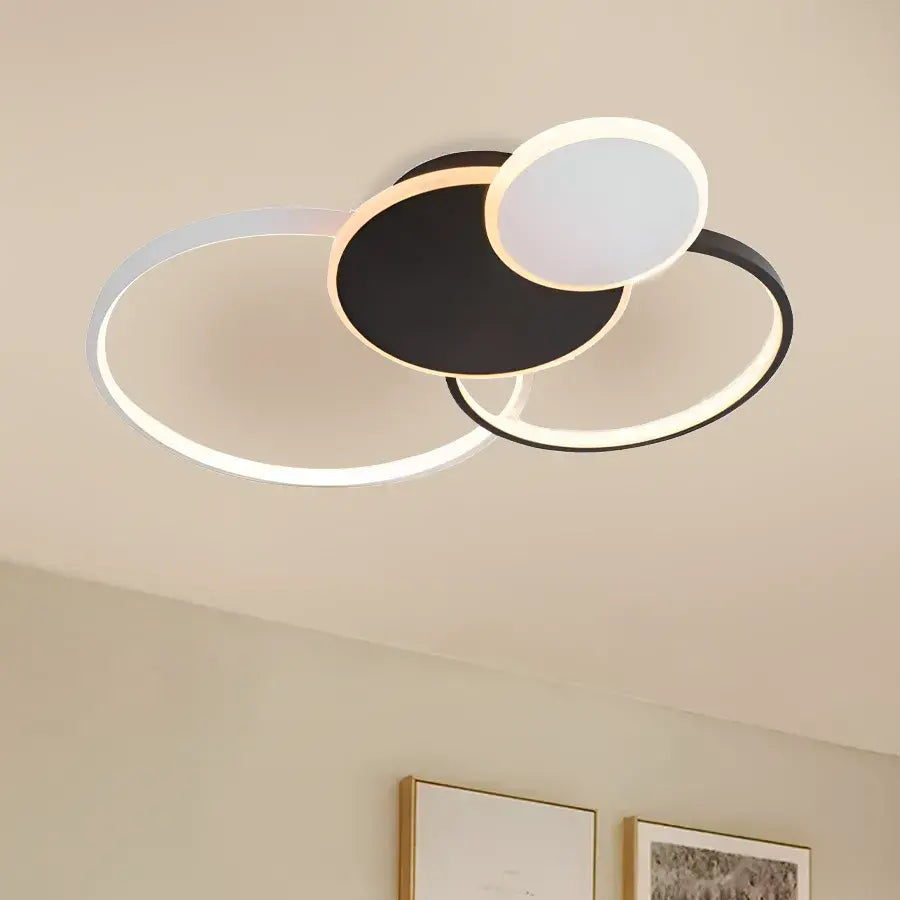 LED lustr s dálkovým ovládáním KILLIAN 80W, 4 kruhy, studené/teplé/neutrální světlo, stmívatelné, černá bílá LED lustry s dálkovým ovládáním Výchozí název Alessandro Design