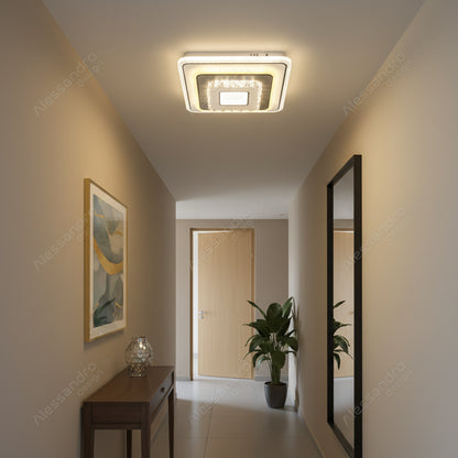 Křišťálový LED lustr MITA 39W, 20x20cm, čtvercový, studené/teplé/neutrální světlo, bílé LED lustry Výchozí název Alessandro Design