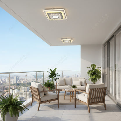 Křišťálový LED lustr MITA 39W, 20x20cm, čtvercový, studené/teplé/neutrální světlo, bílé LED lustry Výchozí název Alessandro Design