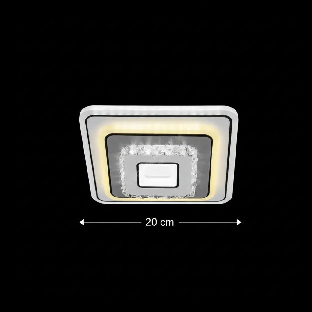 Křišťálový LED lustr MITA 39W, 20x20cm, čtvercový, studené/teplé/neutrální světlo, bílé LED lustry Výchozí název Alessandro Design