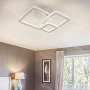 LED lustr s dálkovým ovládáním a krystalem BLAKELY RGB 166W, 3 čtverce, studené/teplé/neutrální světlo, stmívatelné, bílé křišťálové LED lustry Výchozí název Alessandro Design