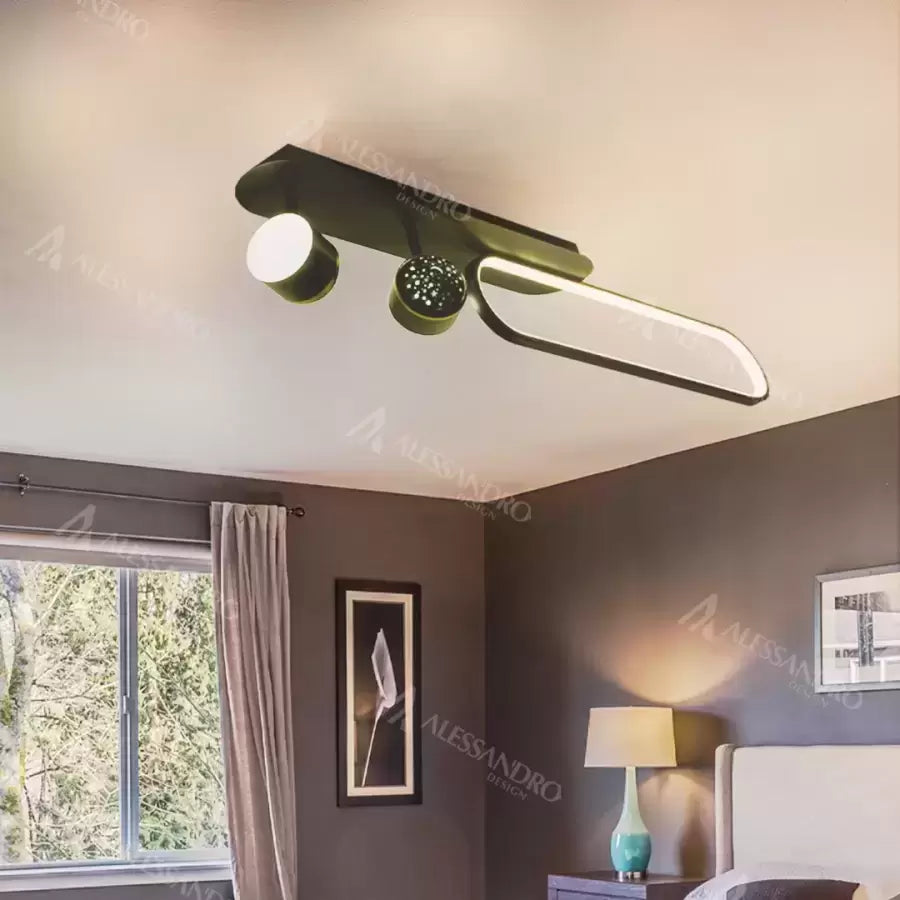 LED lustr MEISSUN 44W, lineární, studené/teplé/neutrální světlo, černý LED lustr Výchozí název Alessandro Design
