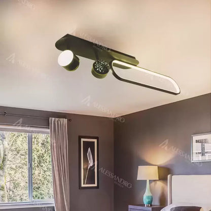 LED lustr MEISSUN 44W, lineární, studené/teplé/neutrální světlo, černý LED lustr Výchozí název Alessandro Design
