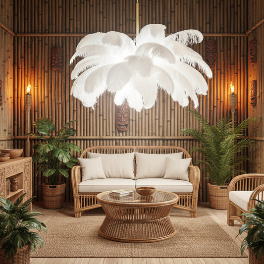 Minoss moderní lustr, 8W, studené světlo 6000K, průměr 75 cm, peří, bílá Moderní lustry Výchozí název Alessandro Design