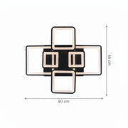 LED lustr s dálkovým ovládáním ELLA 120W, 6 čtverců, studené/teplé/neutrální světlo, stmívatelné, černé, kovové a akrylové LED lustry s dálkovým ovládáním Výchozí název Alessandro Design